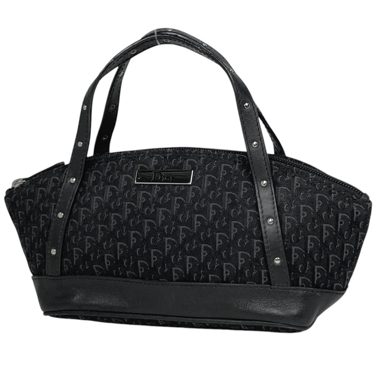 クリスチャンディオール Christian Dior トロッター柄 ハンドバッグ ストリートシック キャンバス ブラック レディース 【中古】