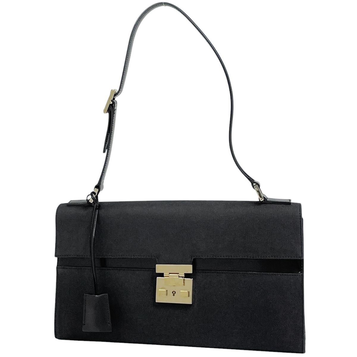 グッチ GUCCI ロゴ ショルダーバッグ ハンドバッグ キャンバス ブラック 00142390 レディース 【中古】