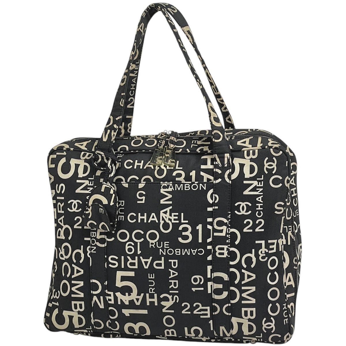 シャネル CHANEL バイシー トートバッグ ハンドバッグ キャンバス ブラック ホワイト レディース 【中古】 54,480円