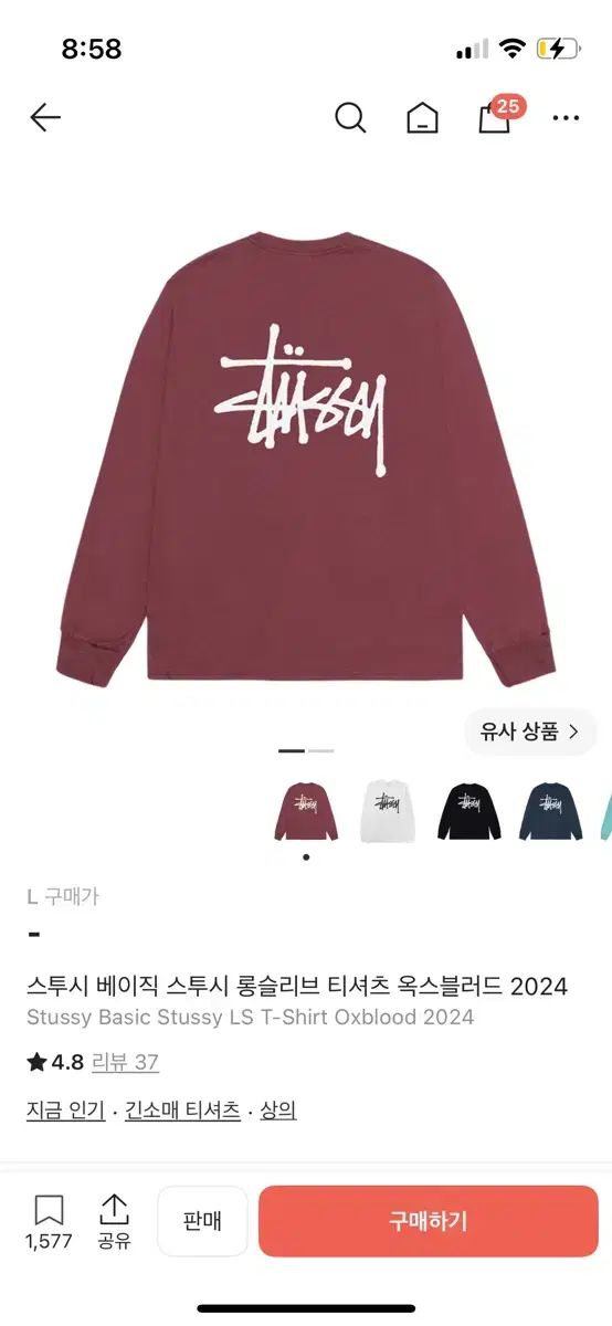 STUSSY ステューシー ロングスリーブL 옥스ブラー