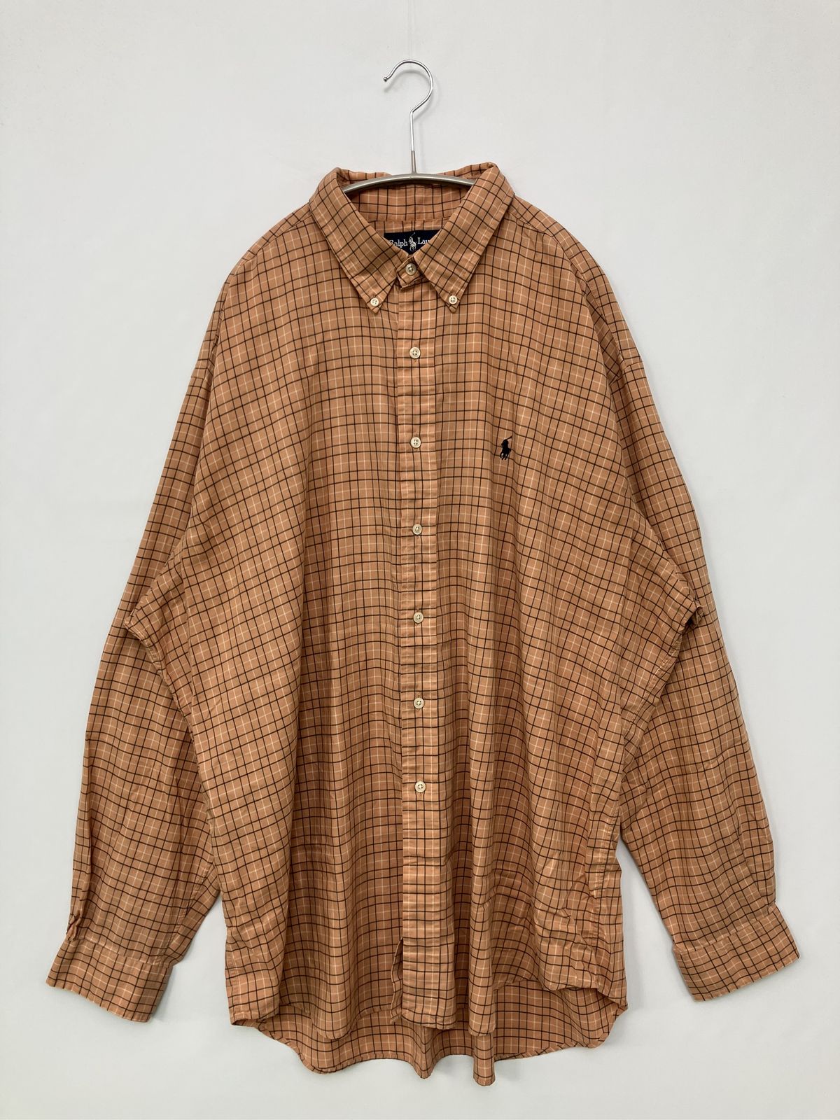 Ralph Lauren ラルフローレン シャツ/ブラウス XXL ベージュ コットン チェック柄 ワンポイント ブランドロゴ ミドル丈 長袖 ボタンダウン