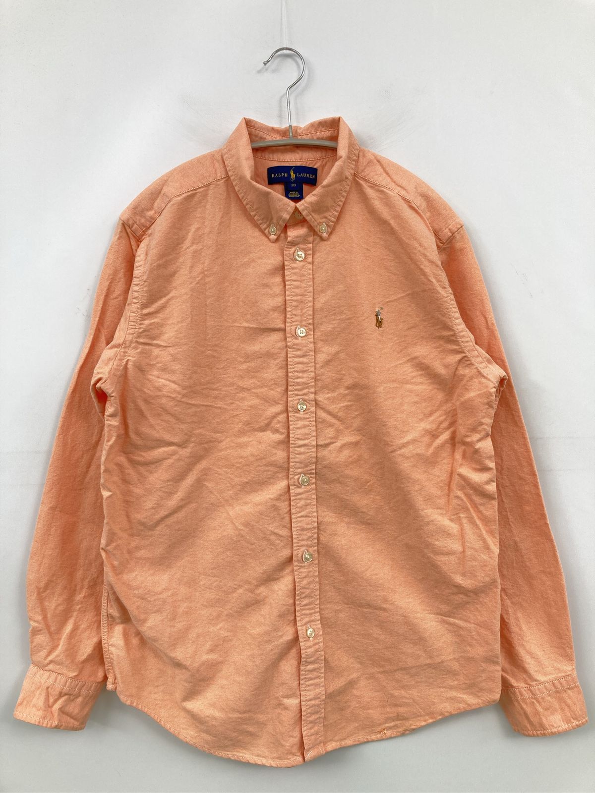 Ralph Lauren ラルフローレン シャツ/ブラウス 20 オレンジ コットン 無地 ワンポイント ブランドロゴ ミドル丈 長袖 ボタンダウン