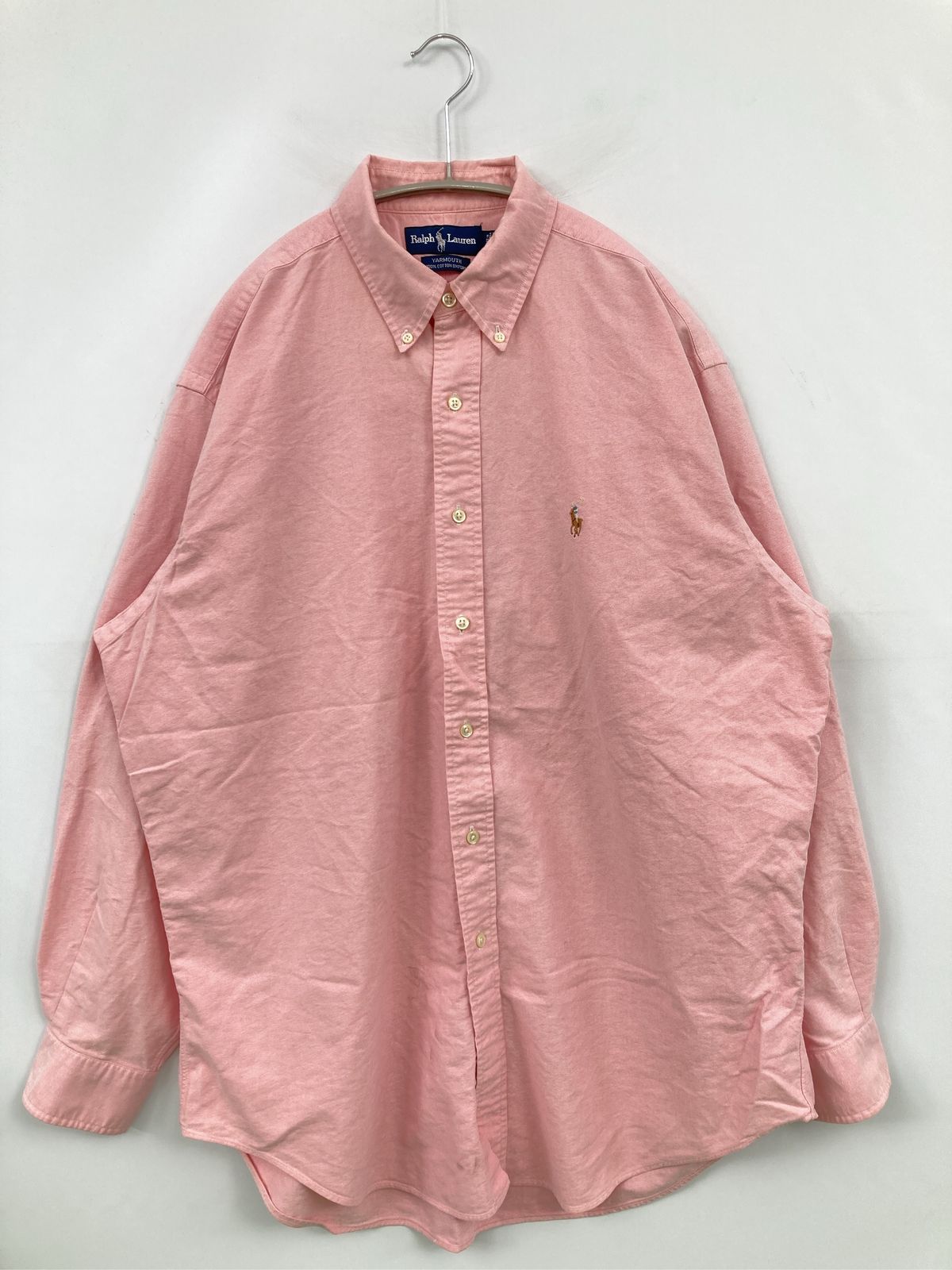 Ralph Lauren ラルフローレン シャツ/ブラウス 16 1/2-34 ピンク コットン 無地 ワンポイント ブランドロゴ 長袖 ロング丈 ボタンダウン