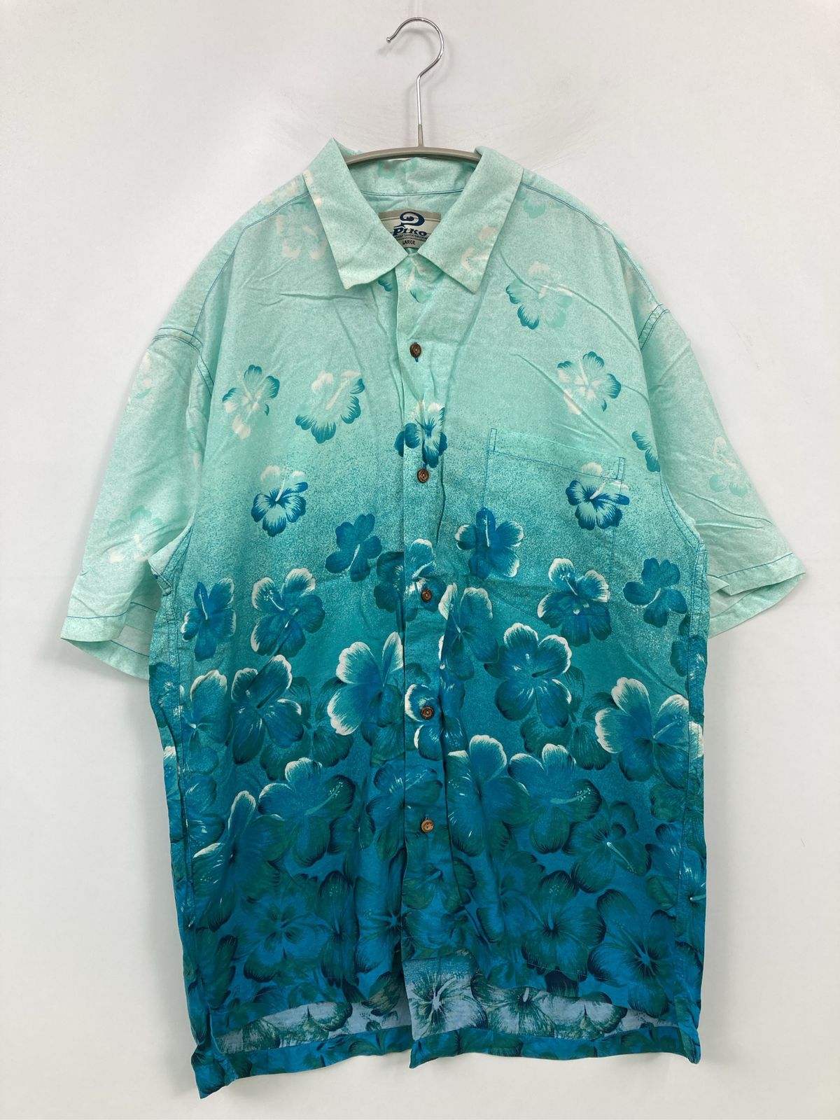 シャツ/ブラウス LARGE ブルー 花柄・ボタニカル柄 その他総柄 ロング 