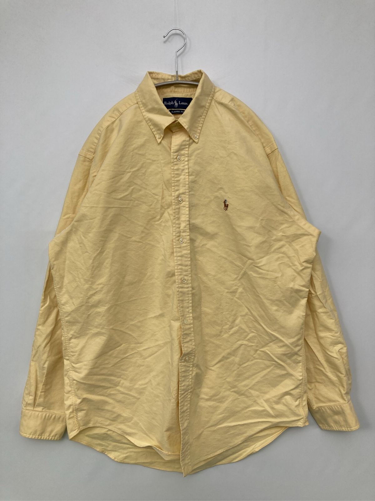 Ralph Lauren ラルフローレン シャツ/ブラウス 16 34/35 イエロー 無地 ワンポイント 刺繍 ミドル丈 長袖 ボタンダウン