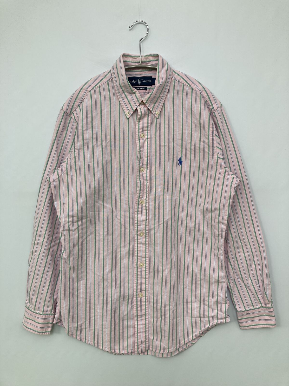 Ralph Lauren ラルフローレン シャツ/ブラウス M ピンク ボタンダウン 長袖 ストライプ柄 ワンポイント ブランドロゴ ミドル丈