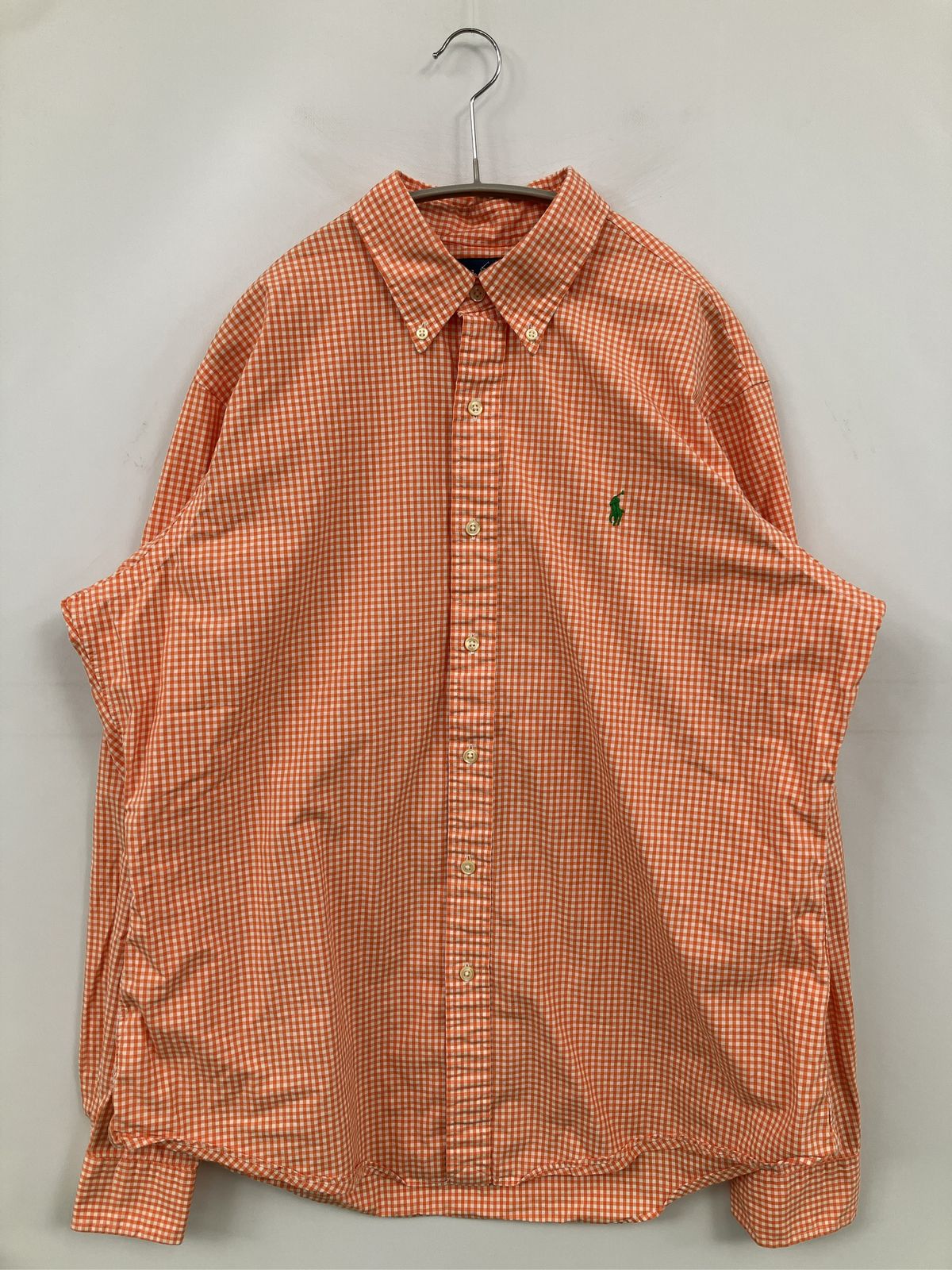 Ralph Lauren ラルフローレン シャツ/ブラウス L オレンジ チェック柄 ワンポイント ブランドロゴ 長袖 ボタンダウン ミドル丈