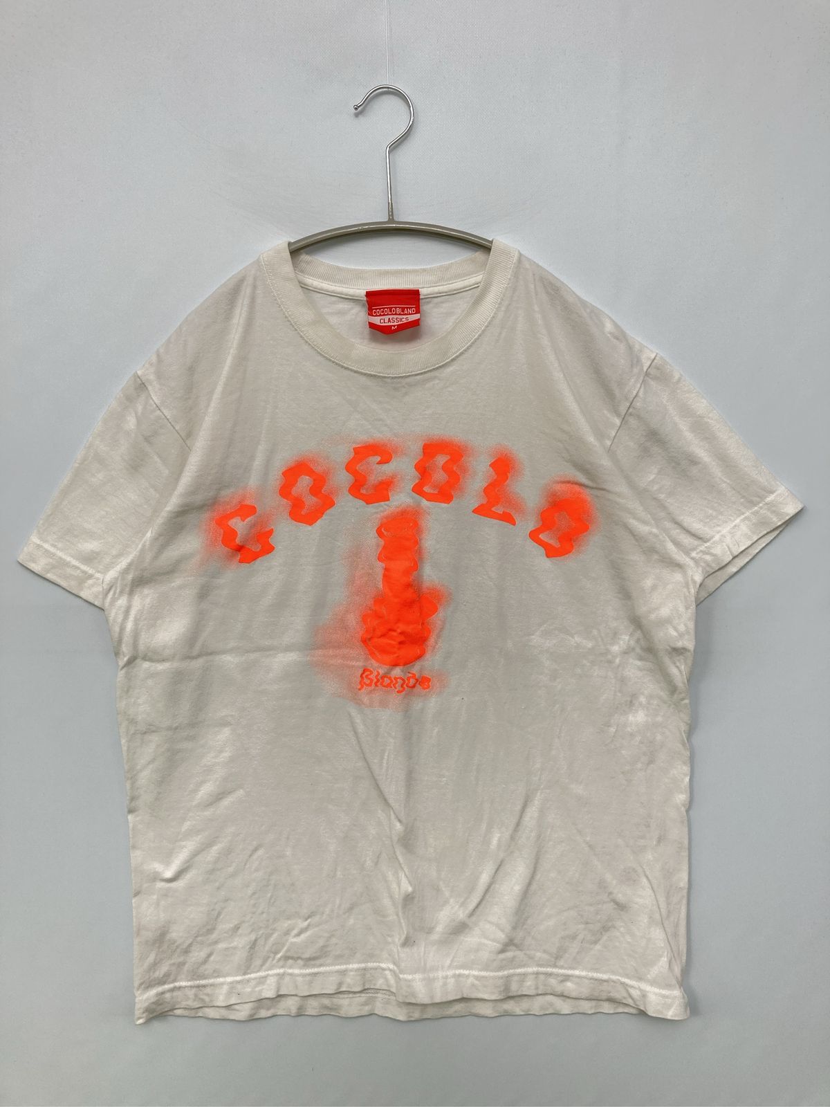 COCOLO BLAND ココロブランド Tシャツ/カットソー M ホワイト 前面プリント ブランドロゴ ミドル丈 半袖 クルーネック(丸首)