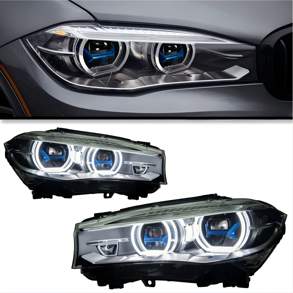 BMW X5 F15/F16 (BMW X5) 2014-2018専用 レーザーレンズLEDヘッドライト デイライト内蔵 高輝度 視認性向上 夜間安全 ドレスアップ効果抜群 簡単交換 車種専用デザイン おすすめ 送料無料