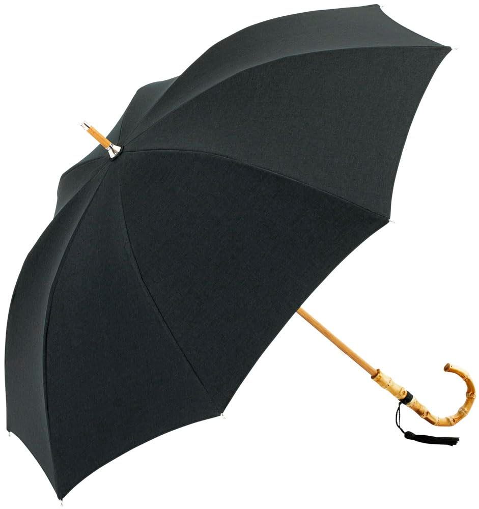 ポリエステル 日傘 バンブーハンドル 晴雨兼用 UVカット約99% レディース 47cm 婦人傘 長傘 おしゃれ ブラック because 小さめ ビコーズ プレーンカラー