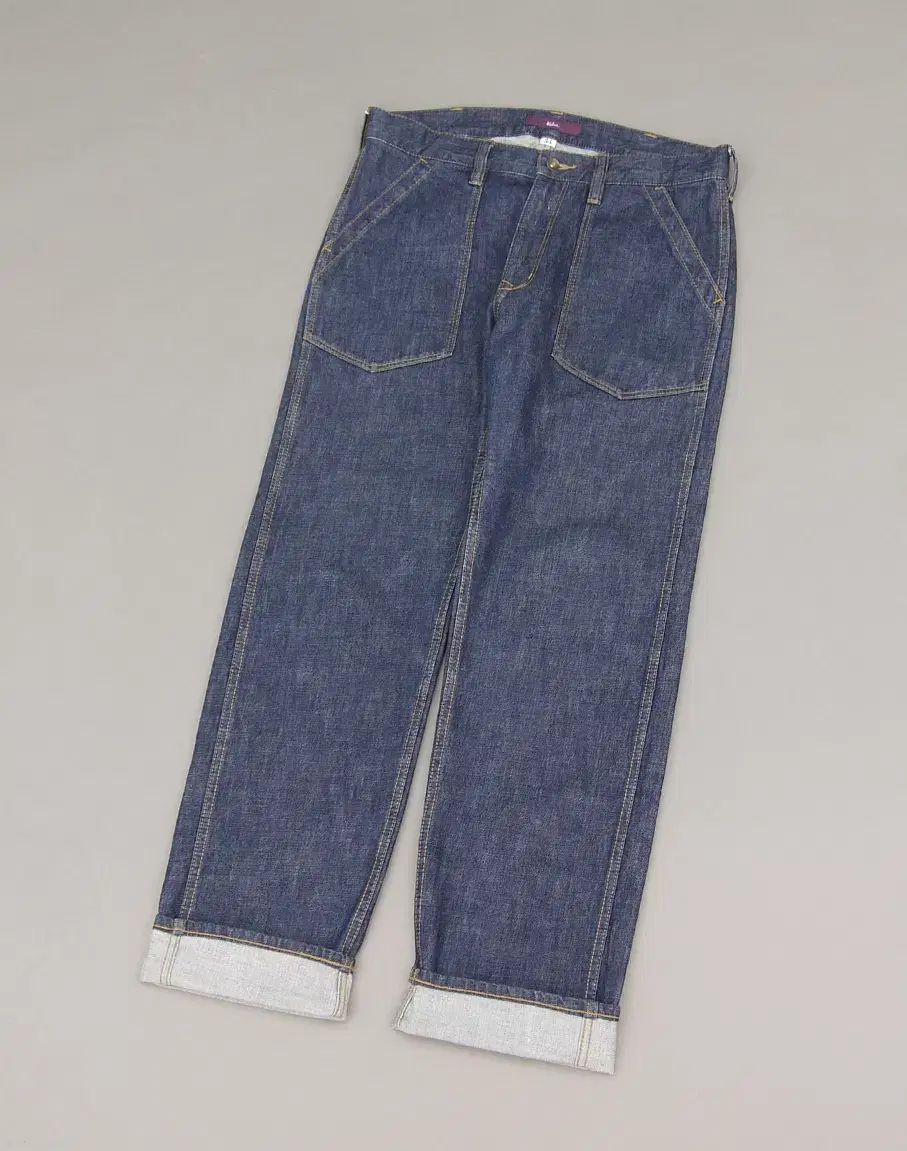Kelen JPN ケレン Indigo デニム ファティーグパンツ ストレートフィット ベイカー 진 34インチ