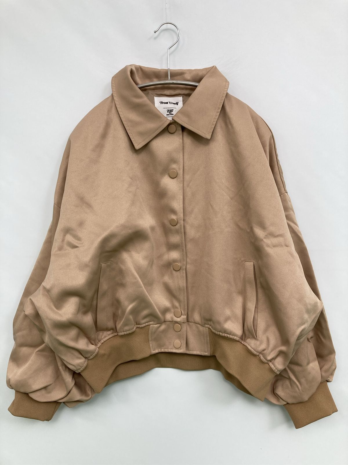Treat Urself トリートユアセルフ ブルゾン F ベージュ 無地 ショート丈 フードなし ボタン留め