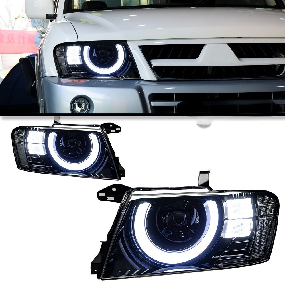 Mitsubishi Pajero V73 (三菱パジェロV73) 2004-2011専用 LEDプロジェクターヘッドライト デイライト内蔵 高輝度 視認性向上 夜間安全 ドレスアップ効果抜群 ガードスタイル プロジェクターレンズ 車種専用 おすすめ 送料無料 87,614円