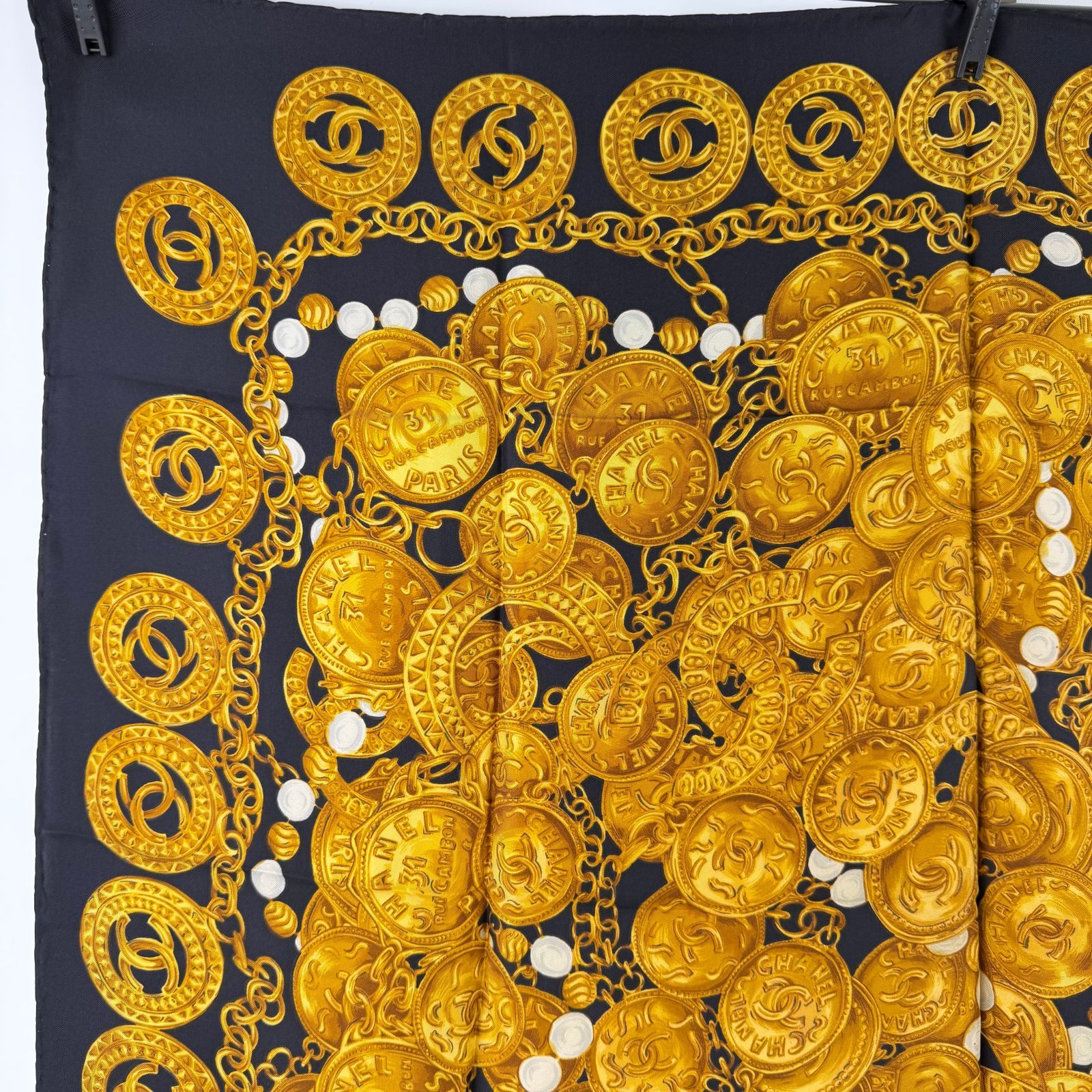 中古】CHANEL シャネル ココマーク スカーフ シルク マルチカラー