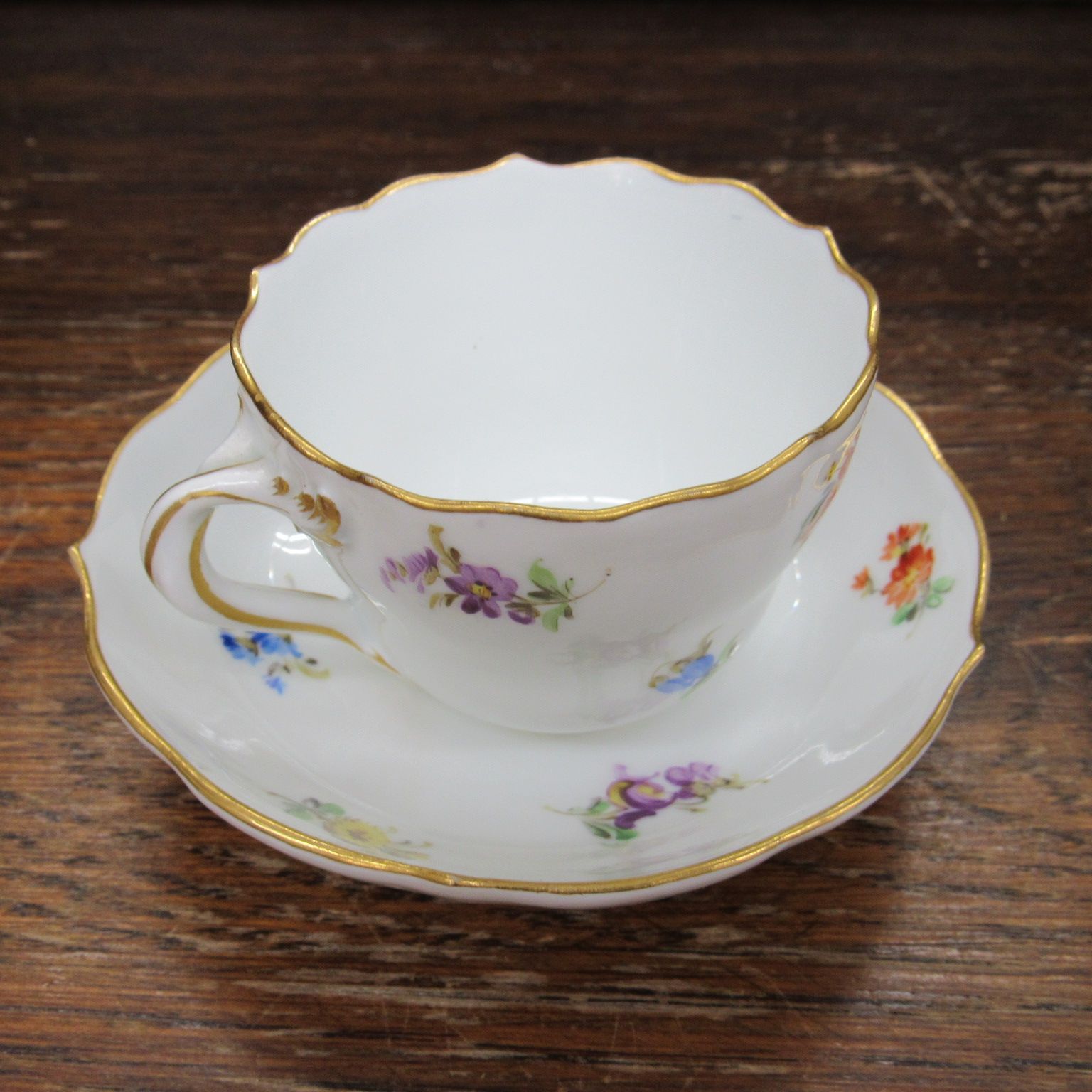 マイセン ボタン剣 1910年製 200周年限定 金彩花柄 小花散らし 