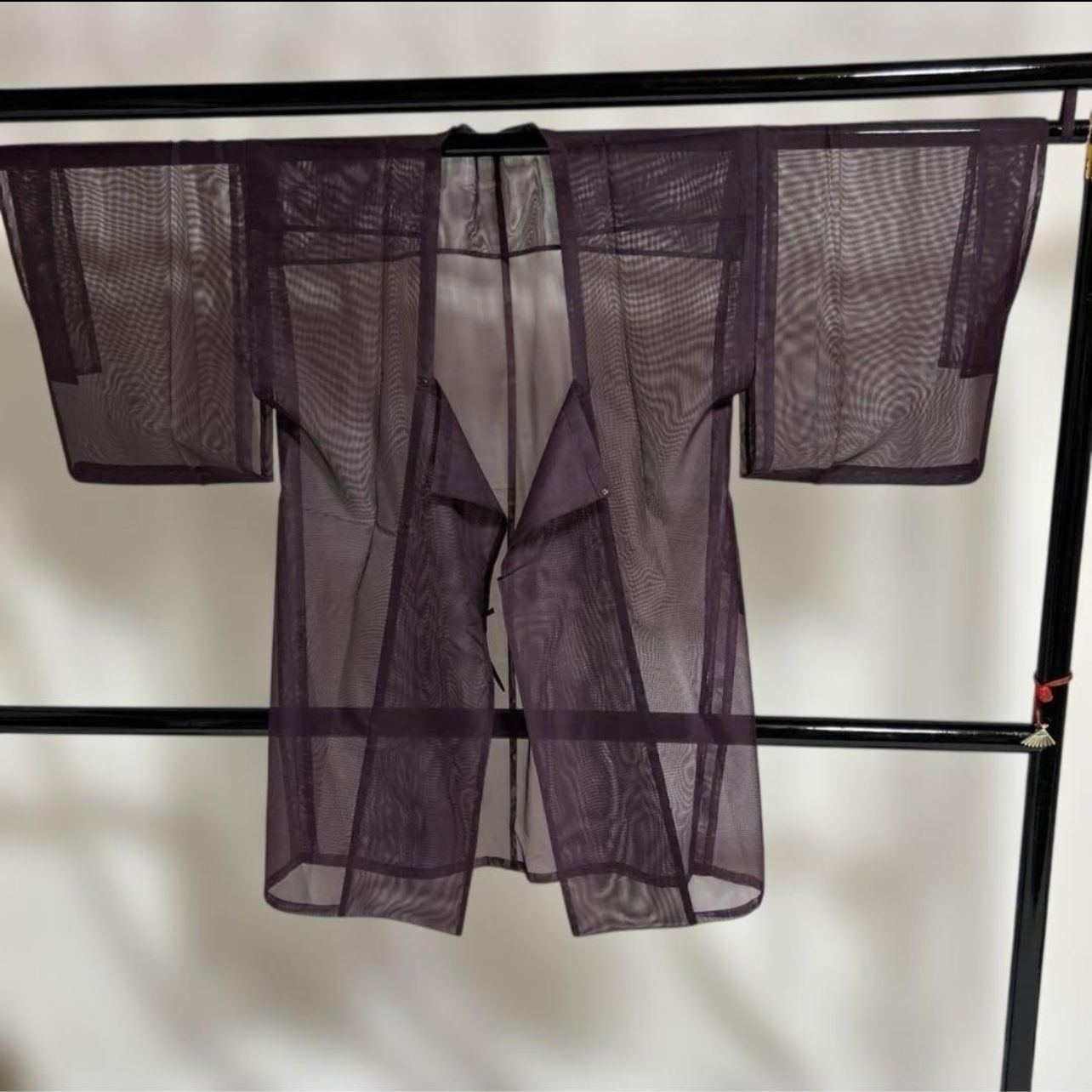 正絹 紗 夏道行ロング 美品 未使用級 紫鳶色 透け感 羽織コート 正絹 紗 夏道行ロング 美品 未使用級 紫鳶色 透け感 羽織コート