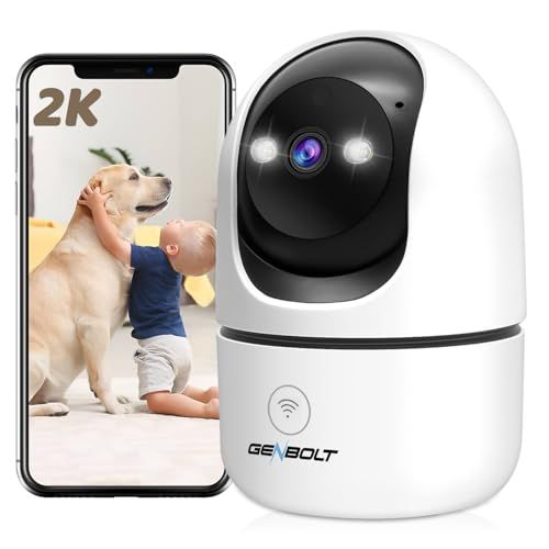 GENBOLT 監視カメラ 防犯カメラ 室内 ペットカメラ 見守りカメラ ネットワークカメラ 留守番 スマホ対応iphone 防犯/監視/赤ちゃん/子ども/家族/介護/家庭用 Wi-Fi 300万画素 24時間録画 SDカード/クラウド 動体 010e614b