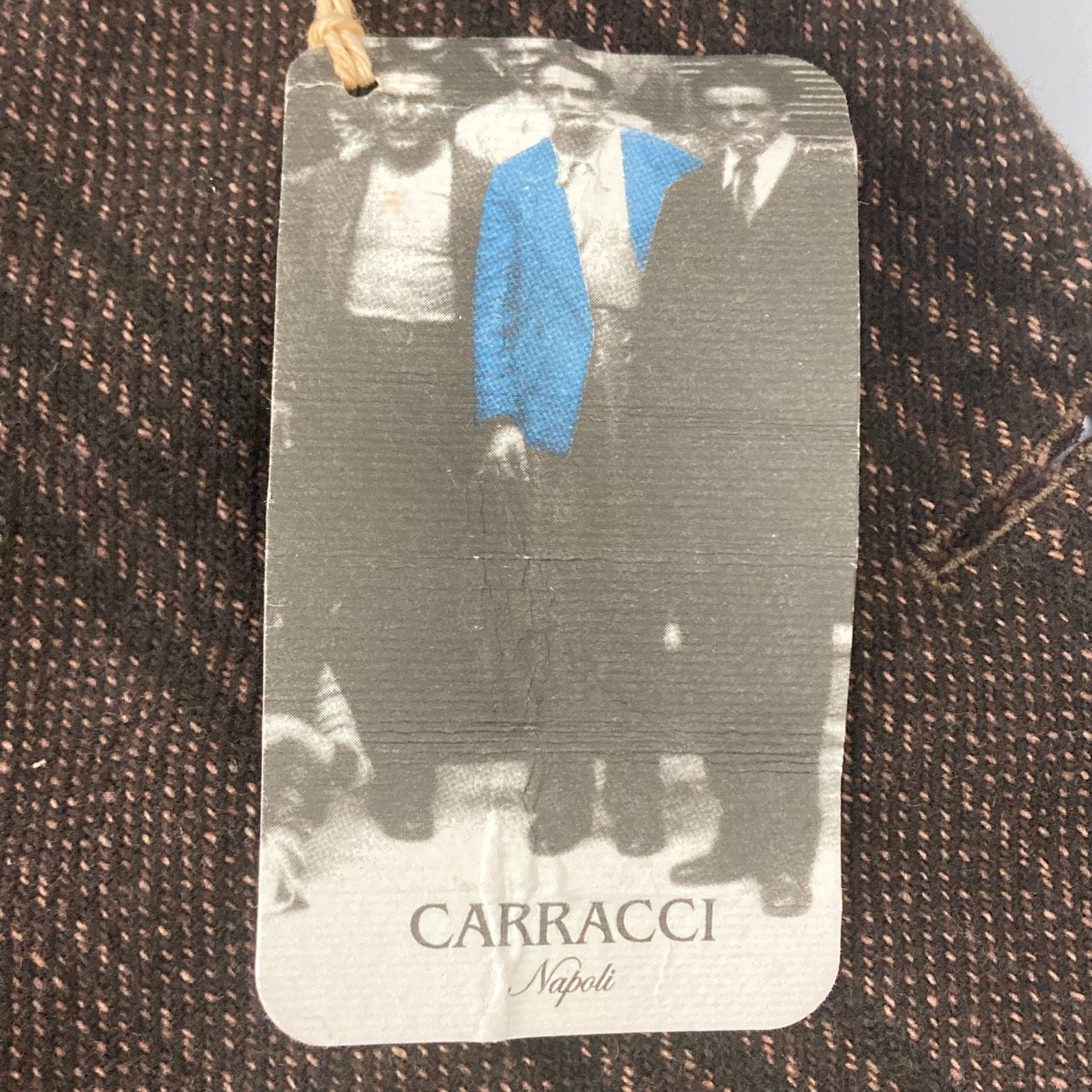 美品 タグ付き CARRACCI イタリア製 伊勢丹 タグ付き 2B 微ストレッチ テーラードジャケット 48 ブラウンストライプ メンズ 正規品 26-HD038