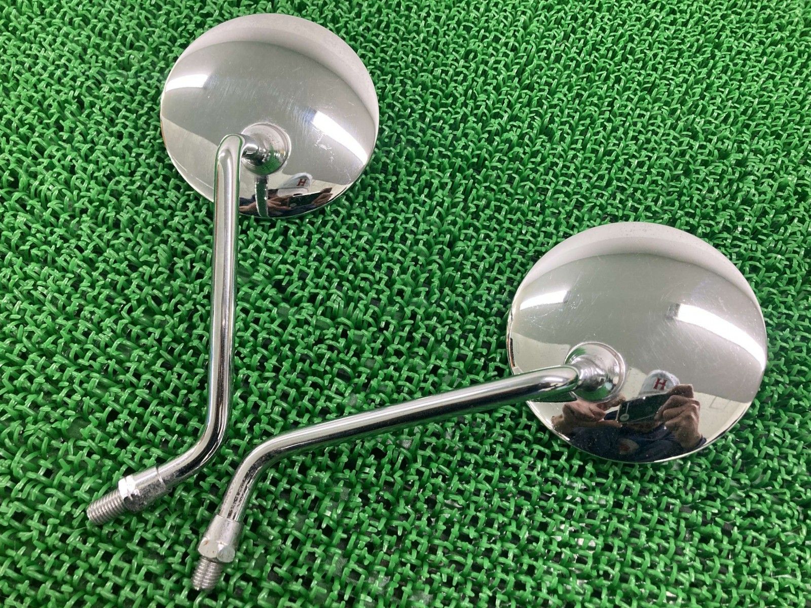 SR400 ミラー 左右 社外 中古 正逆10mm メッキ クラッシックミラー ラウンド Uu