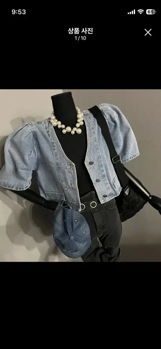 デニム パフ 半袖 ジャケット