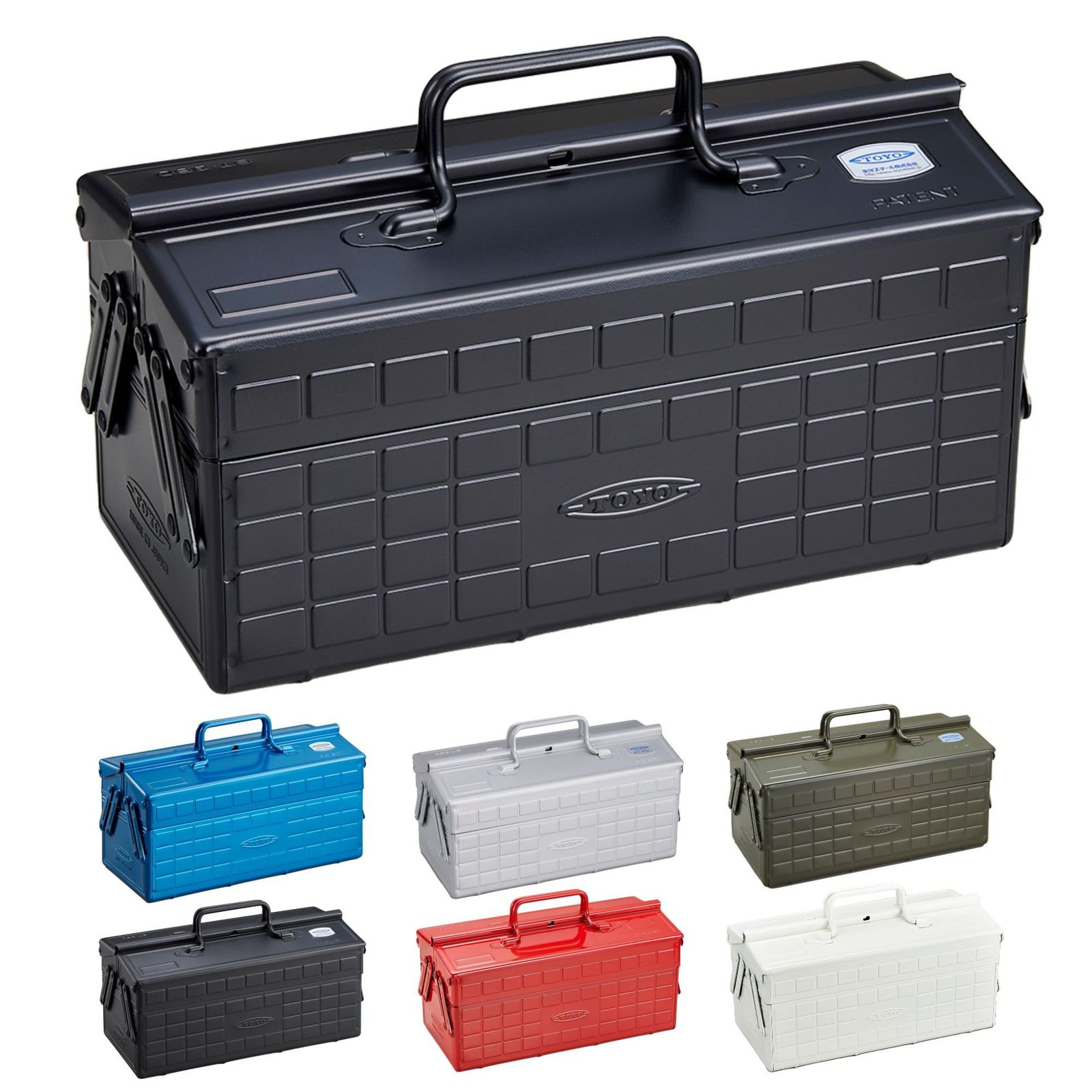 東洋スチール(TOYO) 2段式スチール製工具箱 ST-350 ブラック 【幅約35×奥行約16×高さ約21cm】 日本製 ツールボックス 収納ボックスts f8be5296