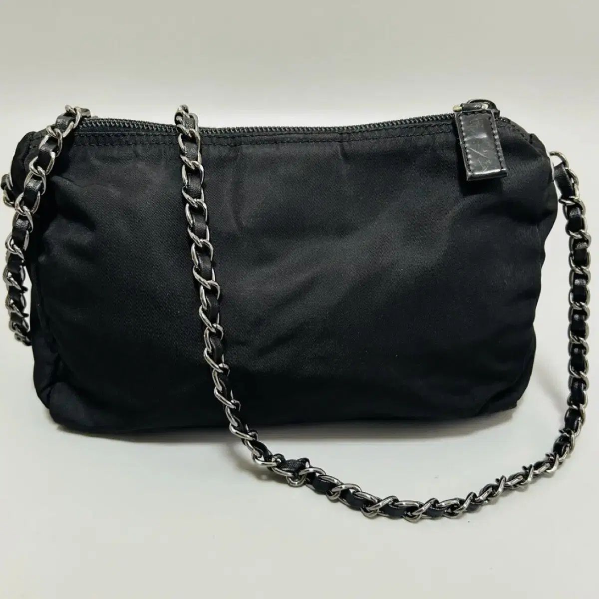 PRADA ブラック ナイロン チェーン ミニ ショルダー ポーチバッグ 
