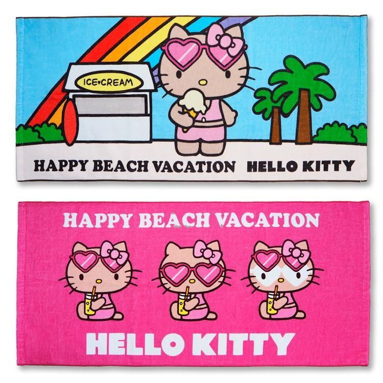 新品】HAPPY BEACH VACATION 日焼けキティ 人気フェイスタオル 2種類