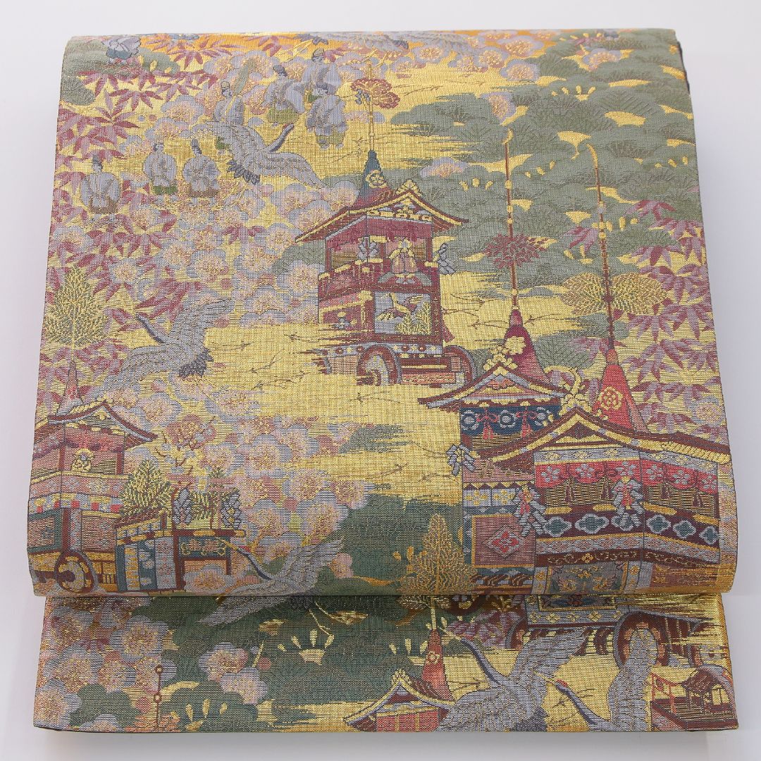 袋帯 帯丈444cm 正絹 六通 フォーマル 京洛百景 鉾 金系 1243-02345 20,866円