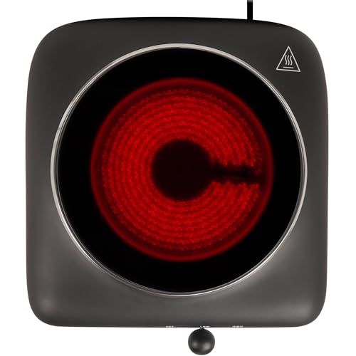 東京Deco 1口 卓上クッキングヒーター 1000W 電気 コンロ コンパクト 15?19cm対応 ブラック [1000Wの高火力 / 無段階火力調整/セラミックヒーター] 卓上 おしゃれ マット塗装 高火力 保温タイマー IH 調理器 一 73ada79a｜詳細画像