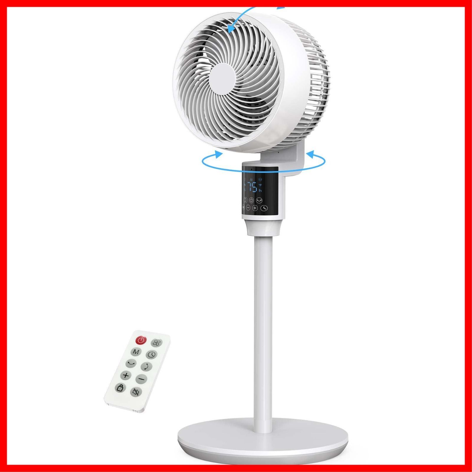 【特価商品】PNTCK サーキュレーター 静音 扇風機上下左右360度首振り/AI風量自動調節/6段階風量/3モード/25dB/マイナスイオン機能/アロマ対応/最大24m送風/リモコン＆タッチ操作対応/12時間タイマー付/節電/空気循環/部屋干し/梅雨対策/冷