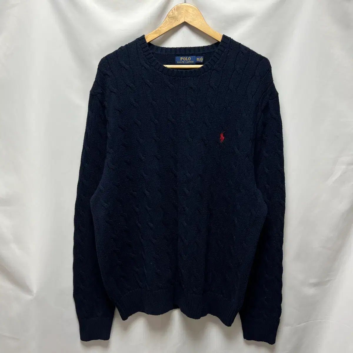 正規品/2XL ポロラルフローレン ネイビー ケーブル編み ニット
