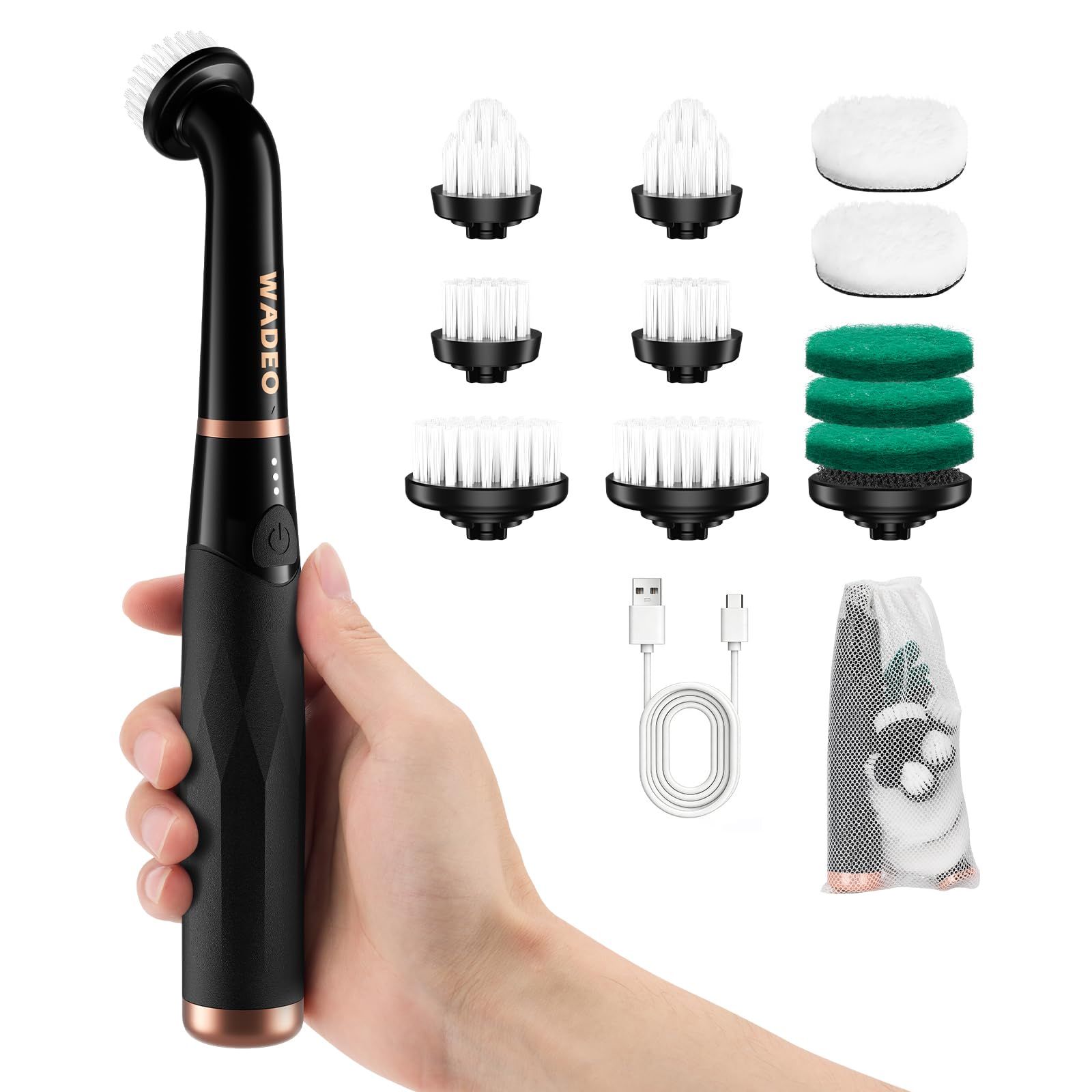 PAHTTO 電動掃除ブラシ お風呂掃除 180g超軽量 3段階速度調整 2600mAh大容量 150分連続使用 11種ブラシ付き IPX7防水 Type-C急速充電 LEDバッテリー残量表示 浴室 キッチン タイル目地 水回り 隙間掃除用 9ccd24b9