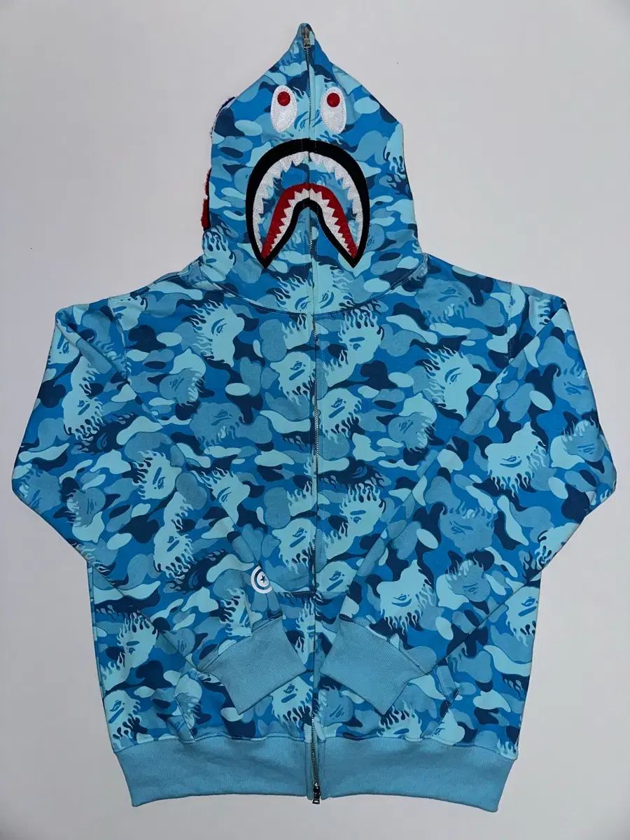 A BATHING APE シャーク ジップアップ フーディー ブルー カモフラ
