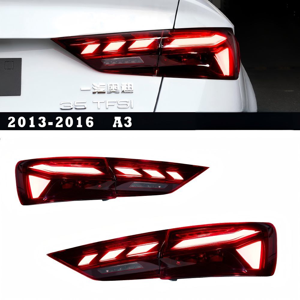 Audi A3 8V (アウディ A3 8V) 2013-2016専用 LEDリアランプ RSスタイル シーケンシャルウインカー 高輝度レッド ブレーキ&テール強化 視認性向上 ドレスアップ効果抜群 夜間安全 簡単取付 車種専用 送料無料
