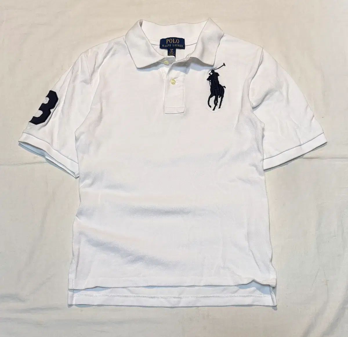 POLO RALPH LAUREN ビックポニー チーフキープ タイトフィット カラーTシャツ 白