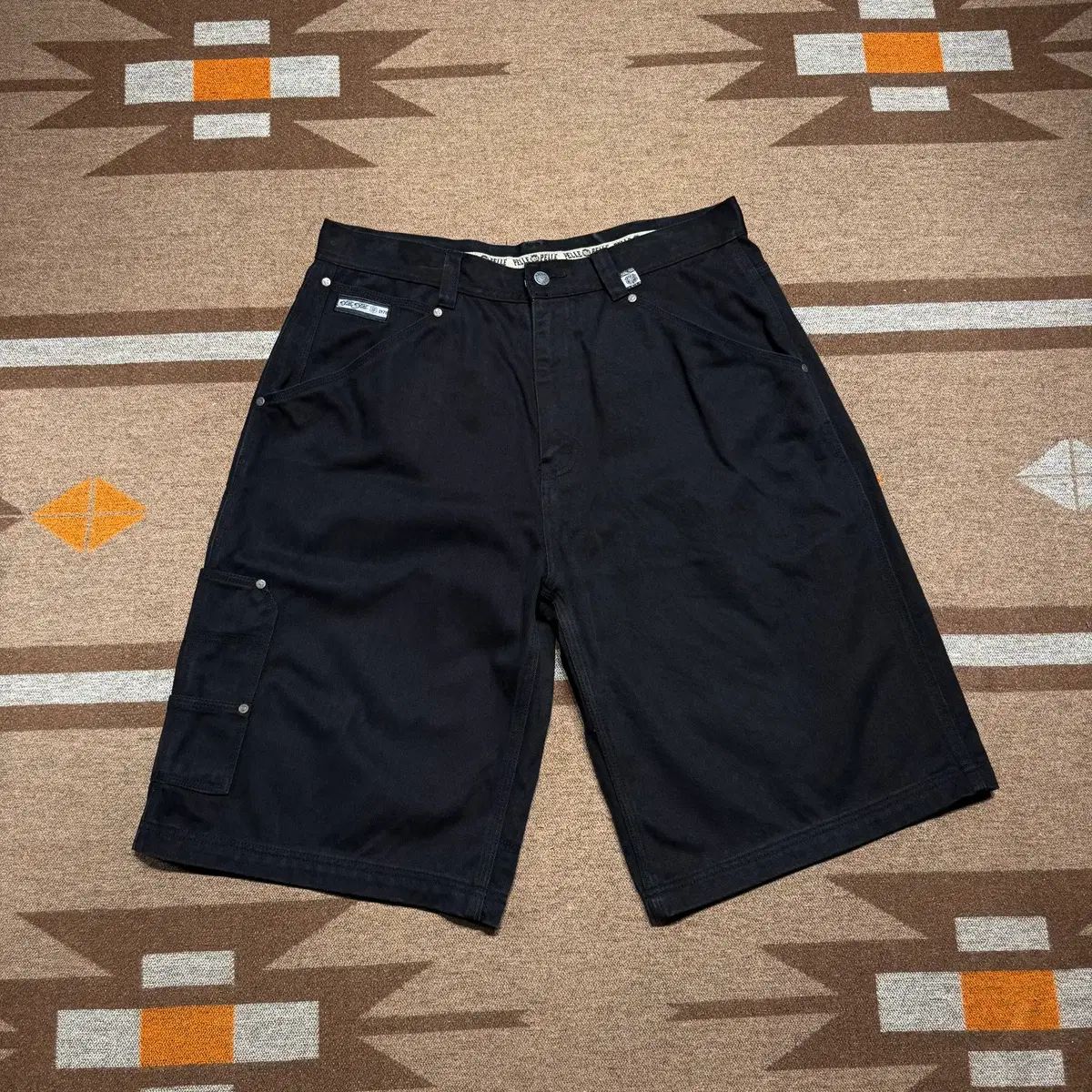 Pelle Pelle 00s ブラックジーン デニム カーペンター バミューダ ショーツ 36