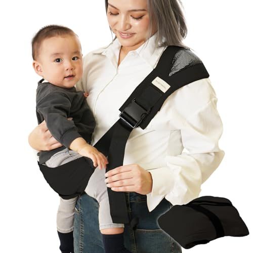 アンジュスマイル セカンド 抱っこ紐 ベビー スリング フリーサイズ 男女兼用 メッシュ ヒップシートコンパクト 軽量 ブラックpms 089fd739