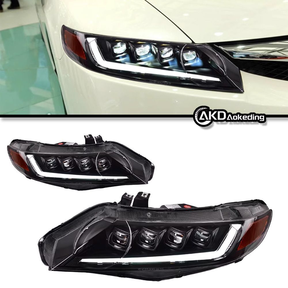 Honda Civic 8th Gen (ホンダ・シビック 8代目) 2006-2011 FA1専用 LEDプロジェクターヘッドライト デイライト&シーケンシャルウインカー 高輝度 視認性向上 夜間安全 ドレスアップ効果抜群 簡単取付 車種専用 送料無料