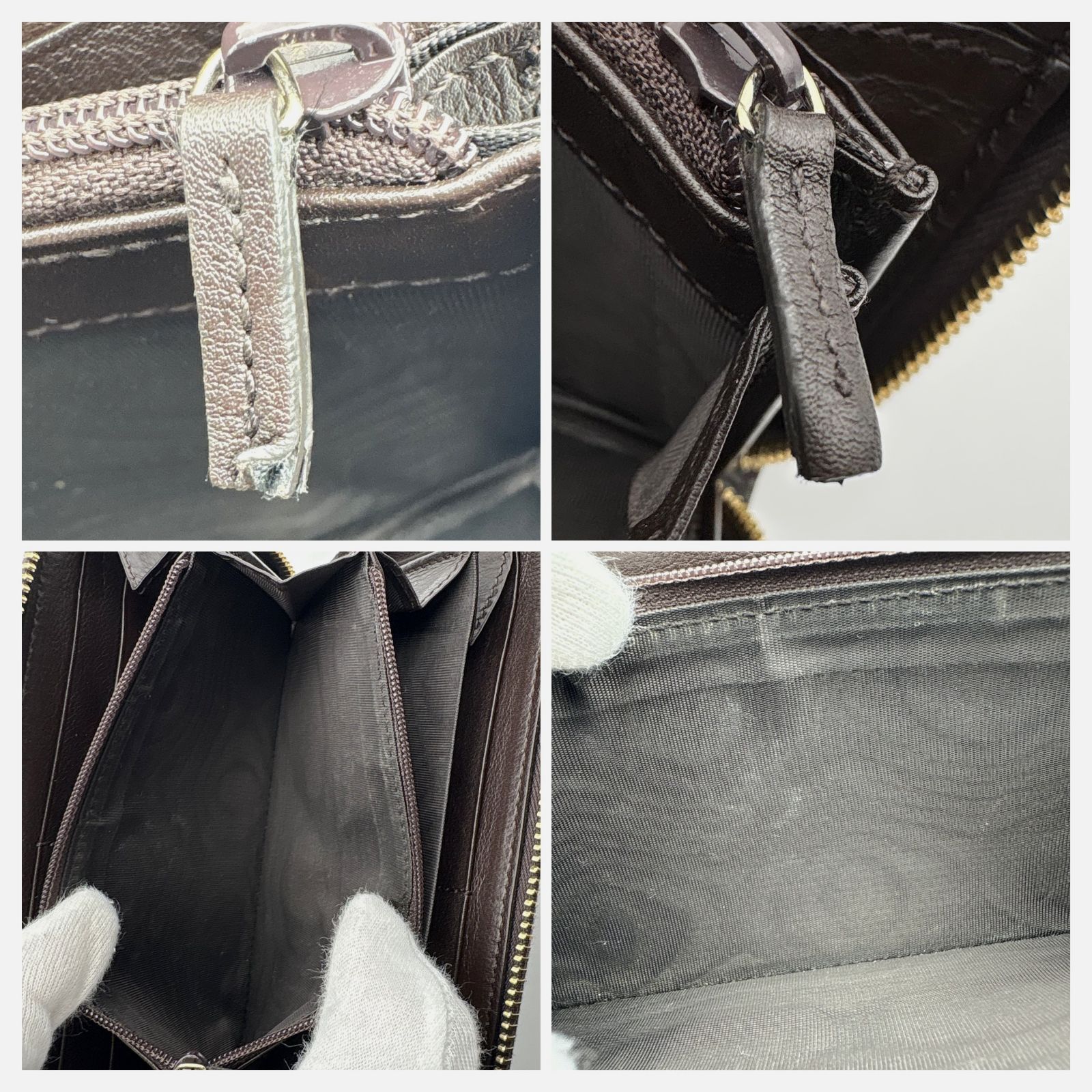 美品 】GUCCI グッチ GGシマ ラウンドジップ 長財布 レザー ブラウン