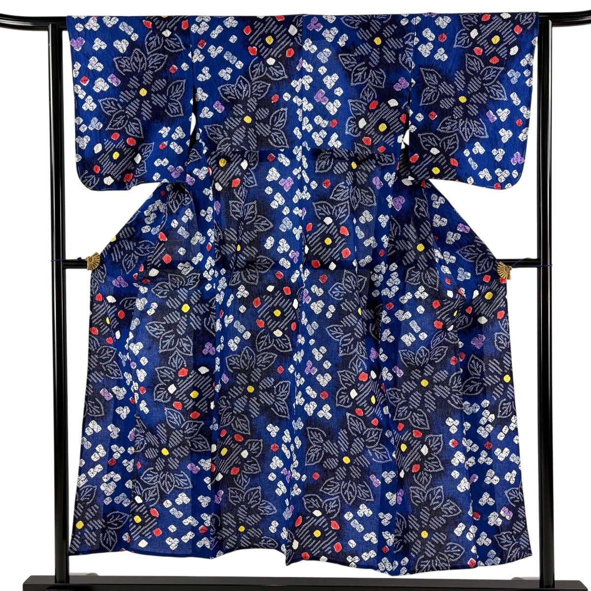 【美品】 浴衣 身丈151cm 裄丈63cm S 絞り浴衣 草花 青 綿 名品 【中古】 16,132円
