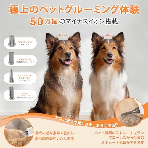 ☆新品☆Petaboo 犬ドライヤー マイナスイオン【無段階風速 低騒音 静電気除去】ペット ドライヤー 大風量ペットブロワー ペットグルーミング用 軽量 コンパクト 犬用 4種ノズル付き 大型犬 家庭用および旅行用 ペットサロン 【PSE認 cff55521