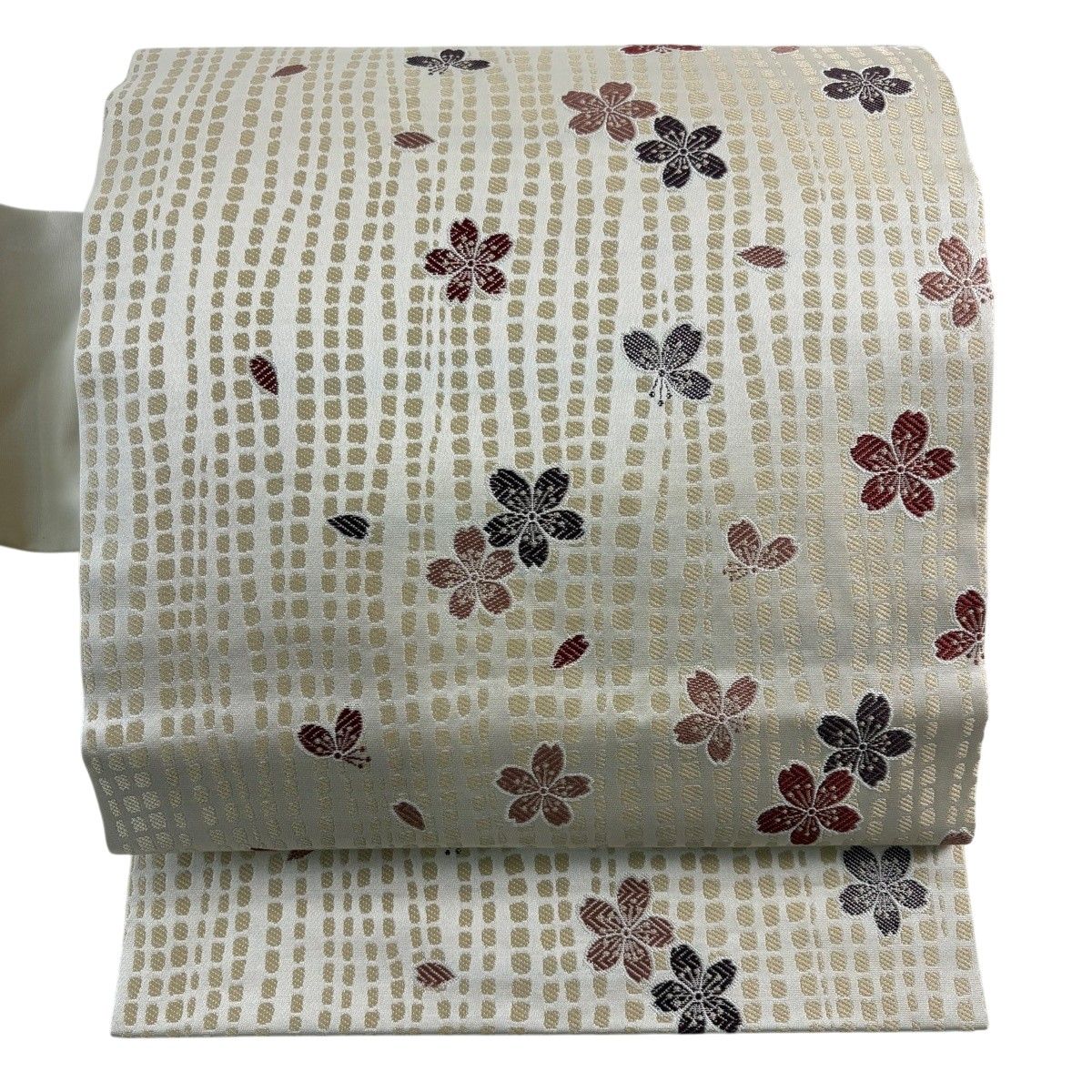 名古屋帯 名品 ベージュ 正絹 【中古】