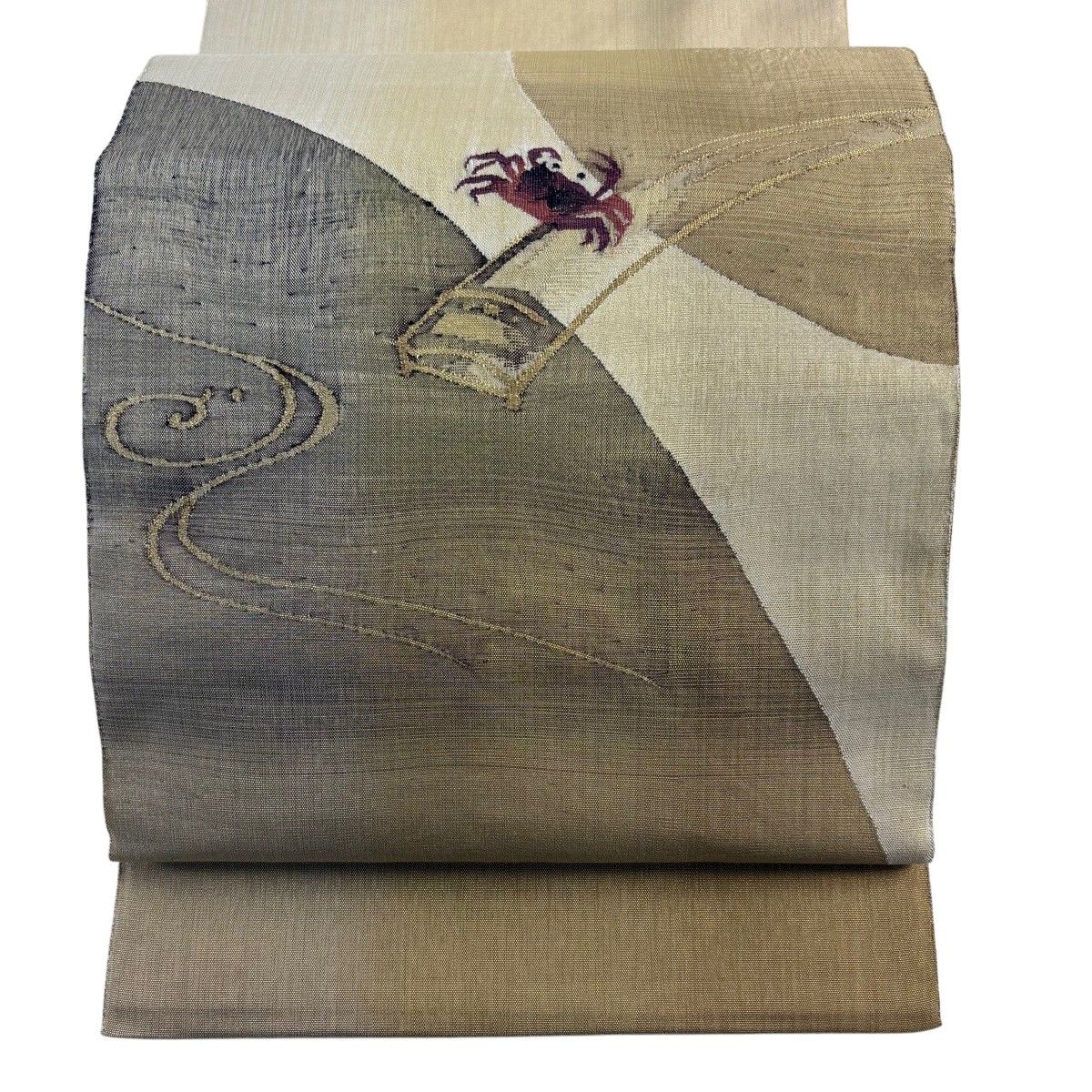 【美品】 袋帯 名品 蟹 琴 金糸 金色 お太鼓柄 正絹 【中古】