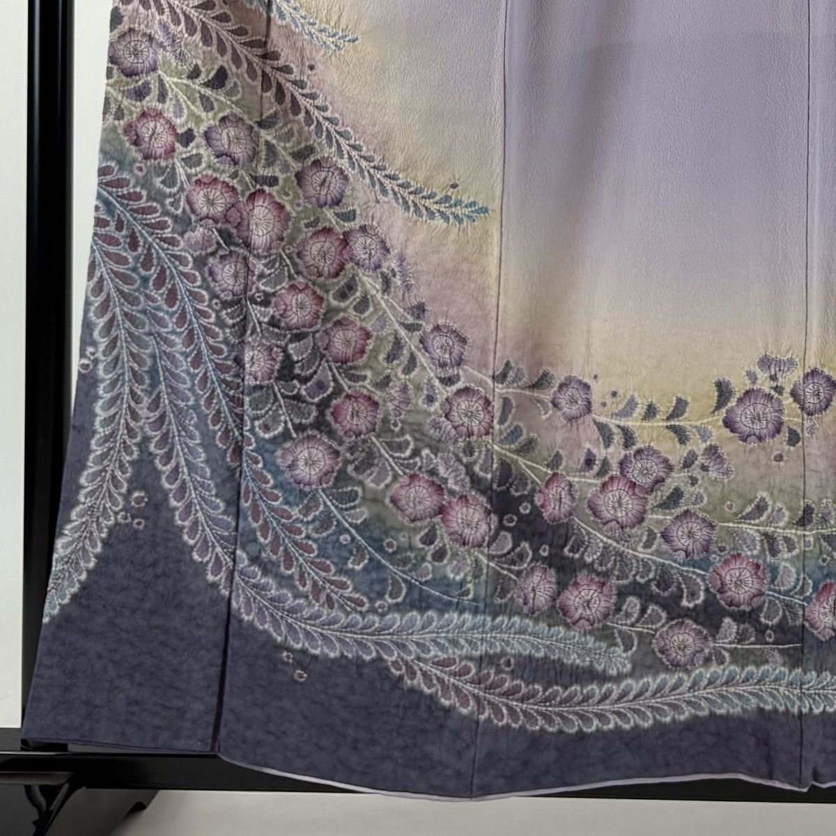 訪問着 身丈158cm 裄丈64.5cm M 袷 辻が花 ぼかし 薄紫 正絹 秀品