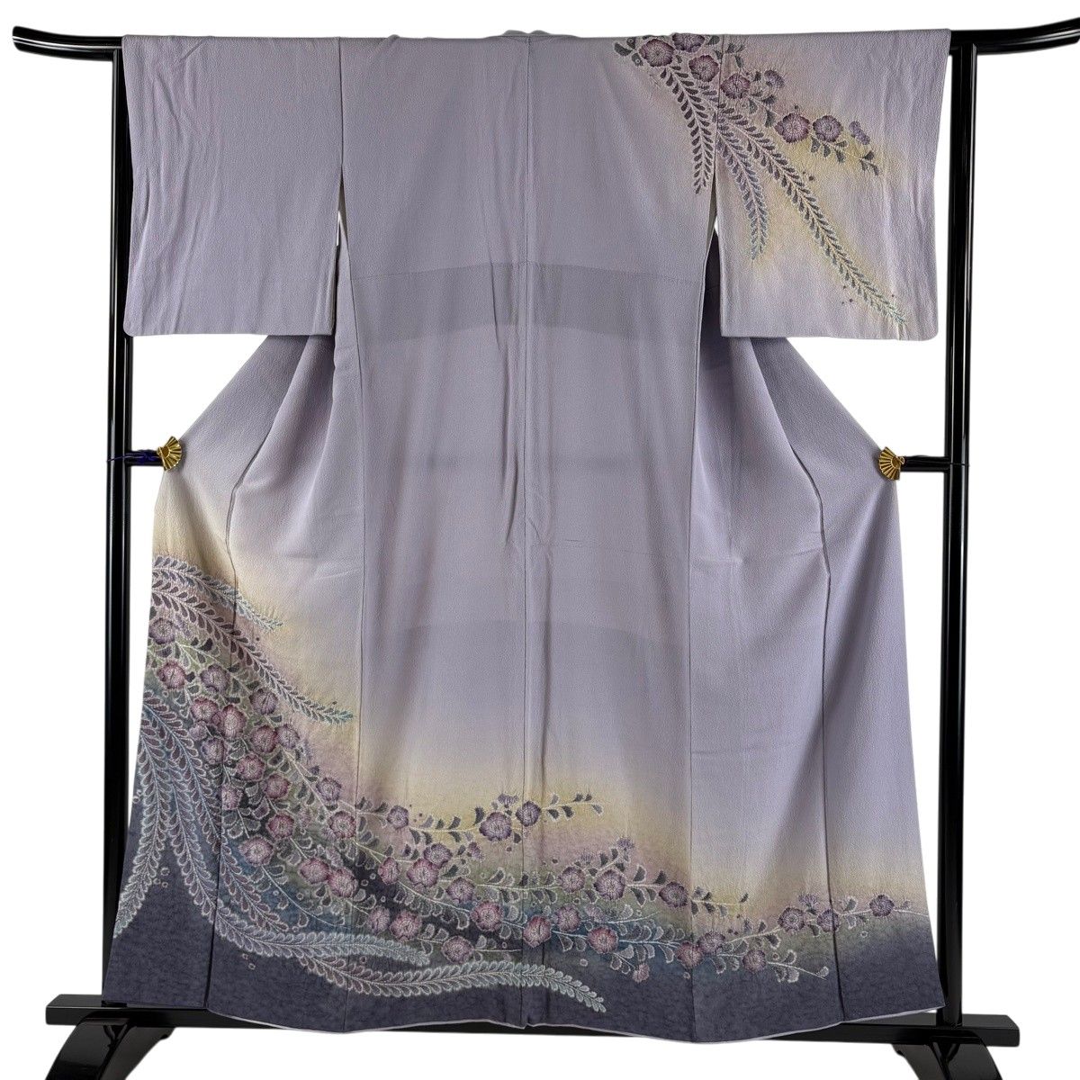 訪問着 身丈158cm 裄丈64.5cm M 袷 辻が花 ぼかし 薄紫 正絹 秀品