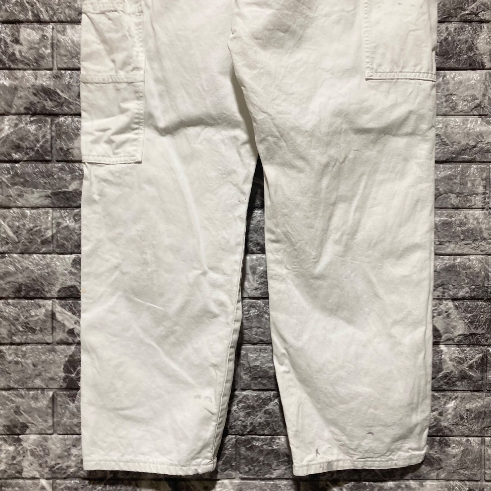 DICKIES ペンキ グランジ ホワイト ペインターパンツ34×32 Dickies ホワイト ペインターパンツ ダブルニー ディッキーズ 白