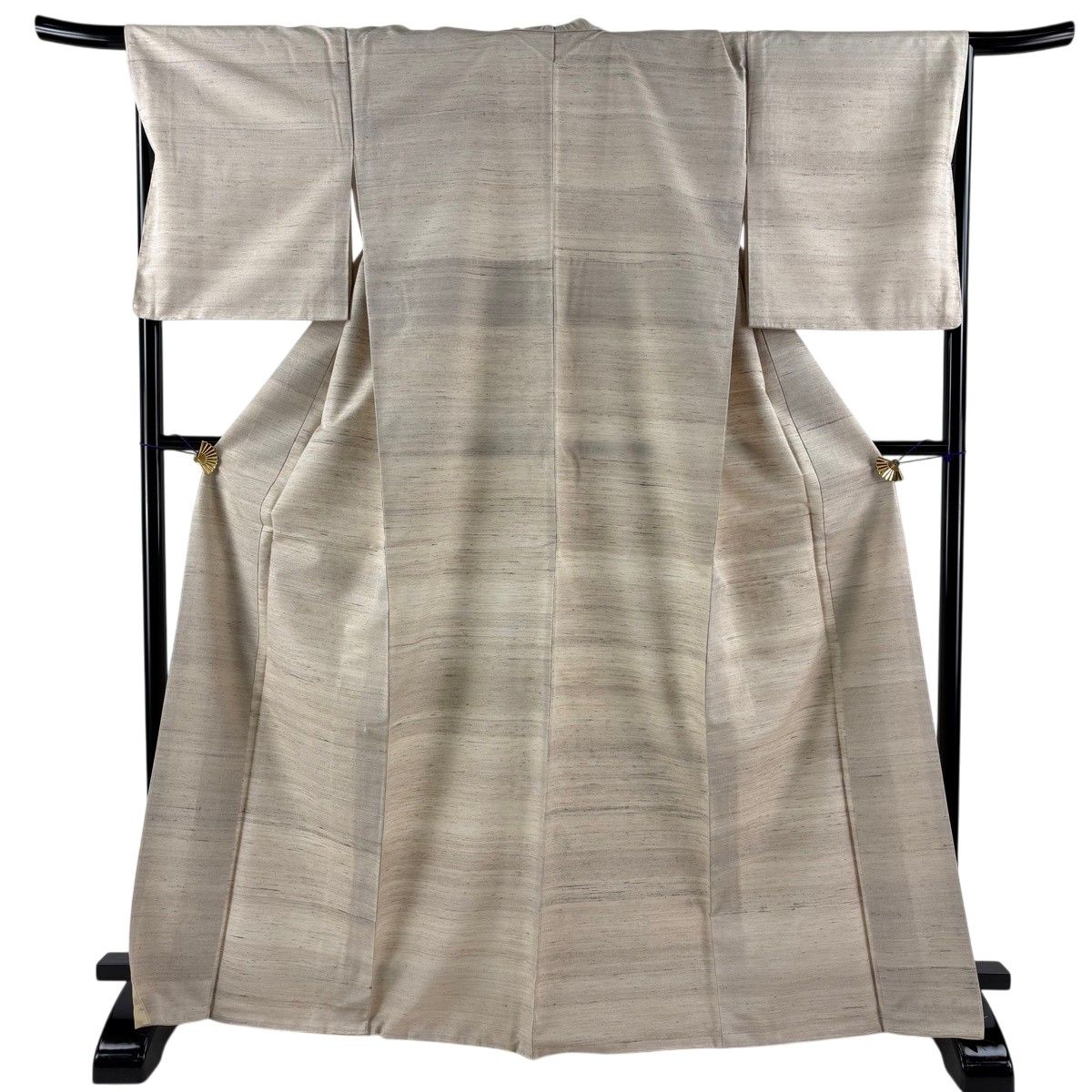 【美品】 紬 身丈167.5cm 裄丈67.5cm L 袷 灰茶 正絹 逸品 【中古】