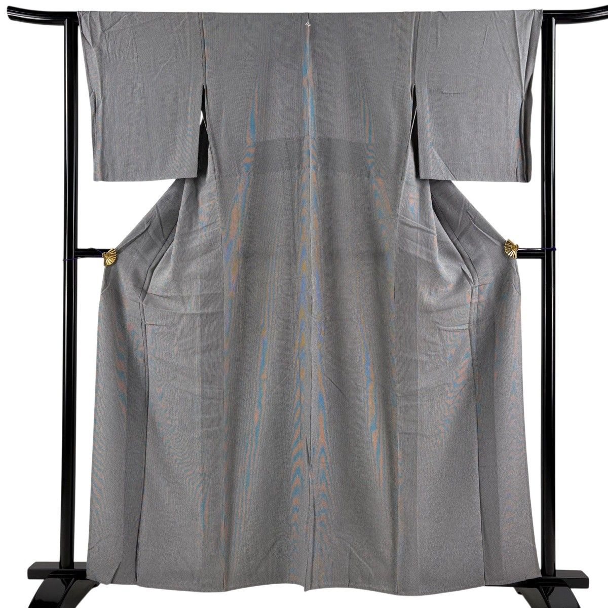 江戸小紋 身丈159.5cm 裄丈63.5cm S 単衣 万筋 灰色 正絹 逸品 一つ紋 【中古】