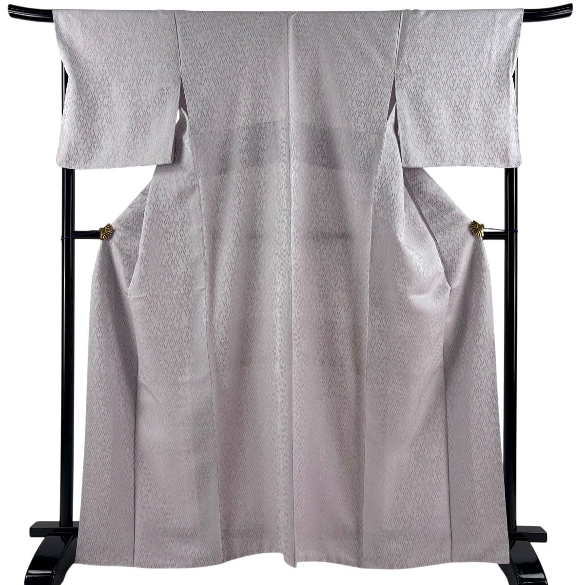 【美品】 小紋 身丈167cm 裄丈69cm L 袷 壽光織 菱 幾何学模様 薄紫 正絹 逸品 【中古】