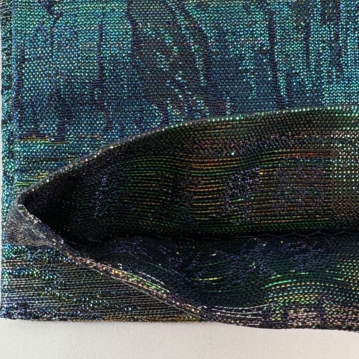 【美品】 袋帯 逸品 佐波理 落款 山並 樹木 金糸 箔 青紫 六通 正絹 【中古】